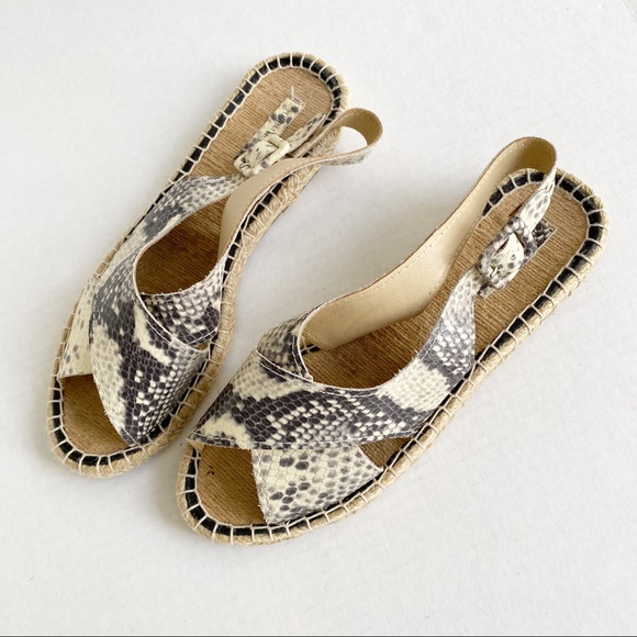 Pour La Victoire Snake Embossed Olivia Espadrilles Flat Sandals 8.5 - Picture 4 of 14